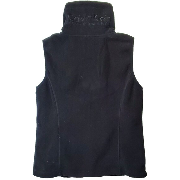 Calvin Klein Black Fleece Vest Women M – Full Zip Pocketed – Athleisure Layer - Picture 4 of 16